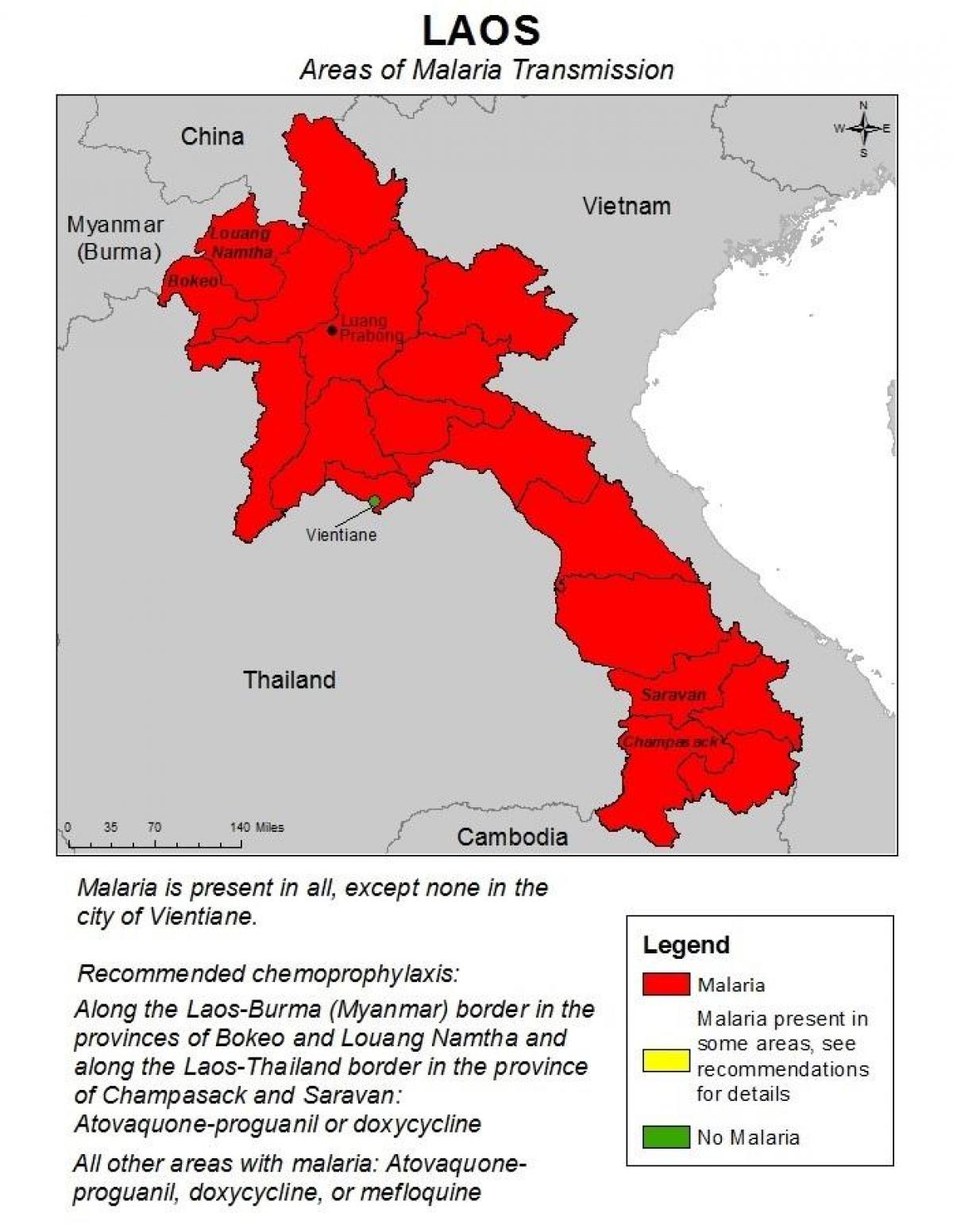 Peta dari laos malaria 